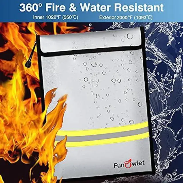 Alt view image 4 of 6 - Fireproof Waterproof Money Document Bag - 2 Pack Safe Upgraded Zipper Bags, Fire & Water Resistant Storage Organizer Pouch for A4 A5 Documents Holder,File,Cash,Jewelry,Passport,Tablet,Laptop (Gray)