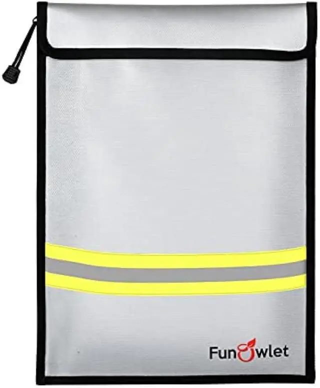 Main image of Fireproof Waterproof Money Document Bag - 15 x 11 Upgraded Zipper Bags, Fire & Water Resistant Storage Organizer Pouch for A4 A5 Documents Holder,File,Cash,Jewelry,Passport,Tablet,Laptop (Gray)