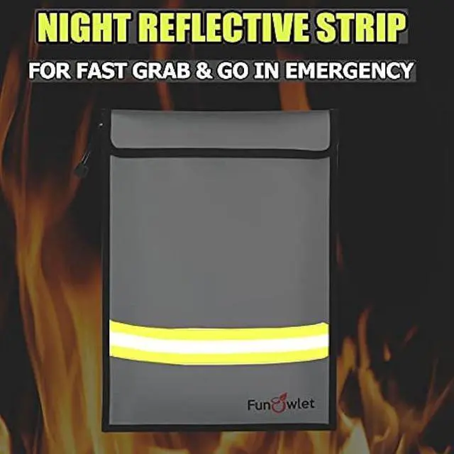 Alt view image 3 of 6 - Fireproof Waterproof Money Document Bag - 2 Pack Safe Upgraded Zipper Bags, Fire & Water Resistant Storage Organizer Pouch for A4 A5 Documents Holder,File,Cash,Jewelry,Passport,Tablet,Laptop (Gray)