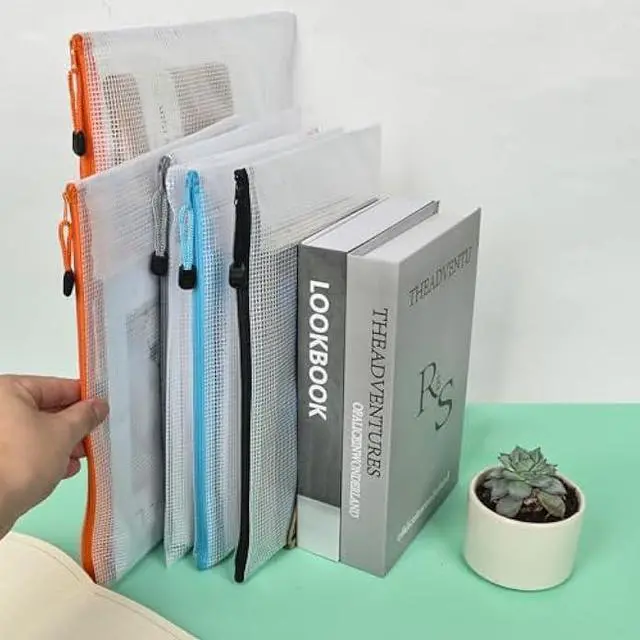 Alt view image 5 of 7 - Jicsetk Mesh Zipper Pouches,Zipper Bags A3 A4 Size,24 Pcs Plastic Storage Bags for Classroom Organization,Craft Project,Board Game and Travel Storage.