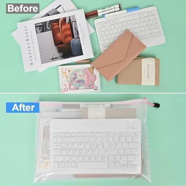 Alt view image 7 of 7 - Jicsetk Mesh Zipper Pouches,Zipper Bags A3 A4 Size,24 Pcs Plastic Storage Bags for Classroom Organization,Craft Project,Board Game and Travel Storage.