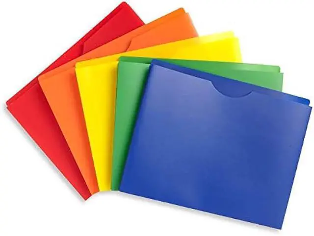Alt view image 2 of 7 - Blue Summit Supplies Poly File Jackets, Letter Size, Straight Cut Tab, Expandable File Jackets with 1? Expanding Pocket, Colored Plastic, Assorted Colors, 20 Pack