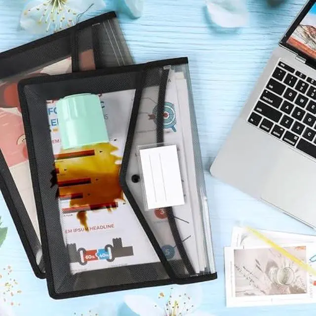 Alt view image 4 of 5 - Umriox Plastic File Folders, 5 Pack A4 Poly Envelope Expanding File Wallet Document Folder with Snap Button Closure & Label Pocket (Black)