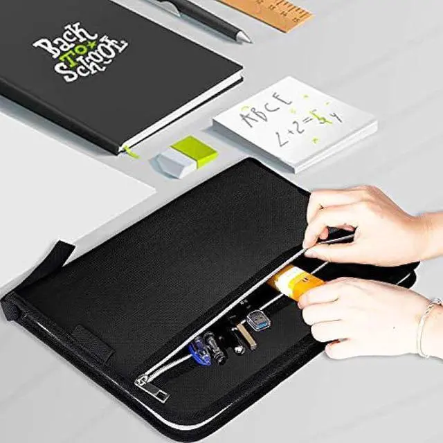 Alt view image 6 of 7 - Fireproof Safe Waterproof Accordion File Bag Folder Expanding Filing Folder with 14 Multicolored Pockets, A4 Letter Size, Document Organizer Holder and Color Labels /2 Zipper (Black 14.3 x 9.8)