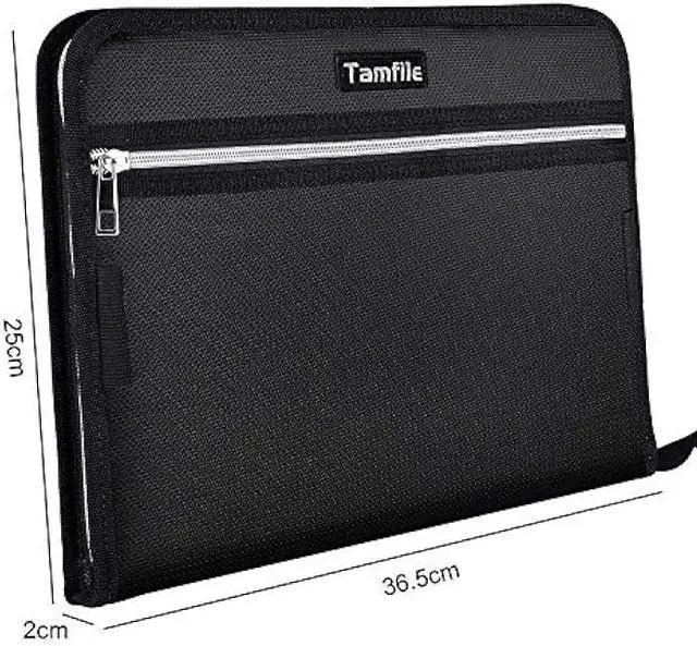 Alt view image 5 of 7 - Fireproof Safe Waterproof Accordion File Bag Folder Expanding Filing Folder with 14 Multicolored Pockets, A4 Letter Size, Document Organizer Holder and Color Labels /2 Zipper (Black 14.3 x 9.8)