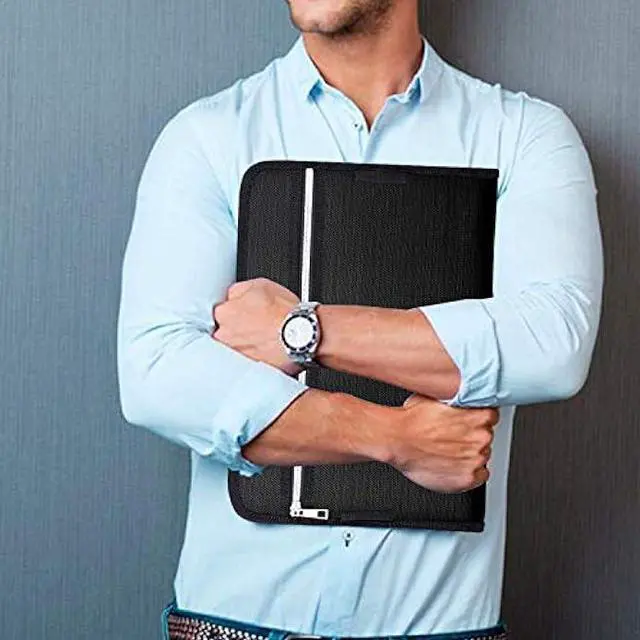 Alt view image 7 of 7 - Fireproof Safe Waterproof Accordion File Bag Folder Expanding Filing Folder with 14 Multicolored Pockets, A4 Letter Size, Document Organizer Holder and Color Labels /2 Zipper (Black 14.3 x 9.8)