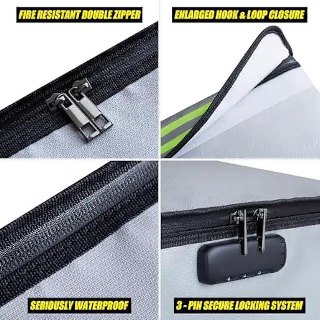 Alt view image 3 of 7 - Large Fireproof Safe Bag, 24x12x12 Fireproof Document Bag, Large Capacity Waterproof Storage Bag with Reflective Strips, Firesafe Box for File,Cash,Passport,Keys