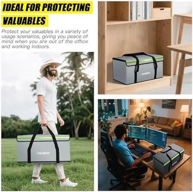 Alt view image 7 of 7 - Large Fireproof Safe Bag, 24x12x12 Fireproof Document Bag, Large Capacity Waterproof Storage Bag with Reflective Strips, Firesafe Box for File,Cash,Passport,Keys