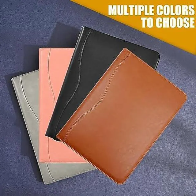 Alt view image 7 of 7 - Deziliao 3-Ring Padfolio Portfolio Binder Organizer, Document Organizer Folio, 10.4 Inch PU Leather Business Portfolio with Zipper, Business Planner Notebook Organizer for Women/MenBlack D00070