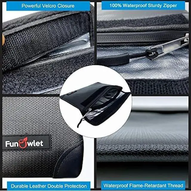 Alt view image 6 of 6 - Fireproof Waterproof Money Document Bag - with 4200°F Heat Insulated, Safe Fireproof Storage Pouch with Zipper, Upgraded 8 Layers of Functional Materials for Documents,Valuables, Black, 11x7.7