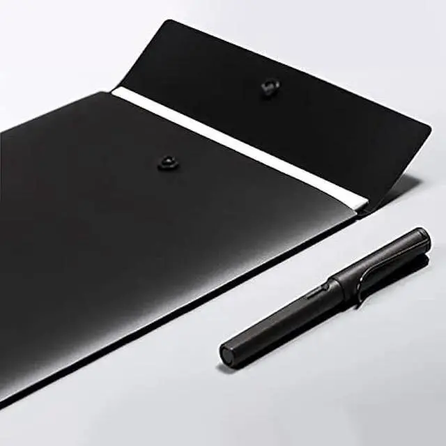 Alt view image 3 of 6 - VANRA Vertical File Folders Poly Filing Envelope Plastic Project Folder with Snap Button Closure for A4 Letter Size Paper (Pack of 5, Black)