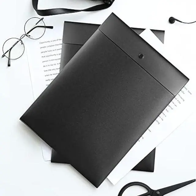 Alt view image 2 of 6 - VANRA Vertical File Folders Poly Filing Envelope Plastic Project Folder with Snap Button Closure for A4 Letter Size Paper (Pack of 5, Black)