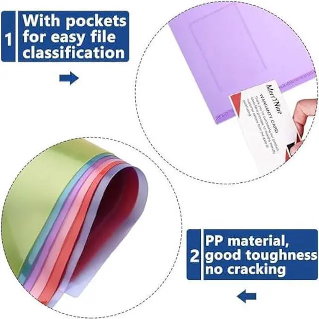 Alt view image 5 of 6 - MerryNine File Folders, 30 Pack A4 Letter Size Plastic Envelopes with Label Pocket, Colored Waterproof File Folder Document Folder for School Home Work Office Organization, 6 Assorted Color