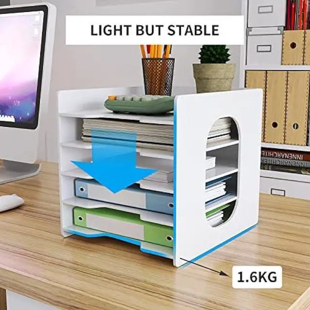 Alt view image 5 of 5 - Natwind 5-Tier Office Paper Organizer for Desk Desktop Organizer File Holder Office Desk Organizer Letter Tray & A4 Paper Holder Document Storage Rack for Home Office School(5H-Tier)