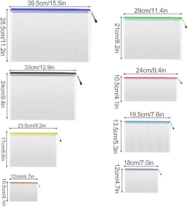 Alt view image 2 of 5 - TKOOFN 40pcs Mesh Zipper Pouch Bags, 8 Size Zipper Bags for Organizing Storage, Waterproof Zipper Pouches, File Document Bags for School, Travel,Toys, Puzzle, Board Games and Office Supplies