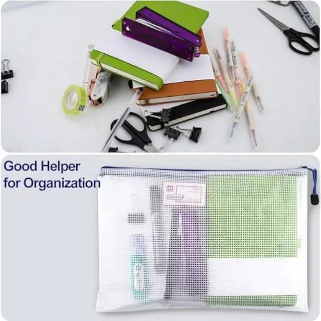 Alt view image 3 of 5 - TKOOFN 40pcs Mesh Zipper Pouch Bags, 8 Size Zipper Bags for Organizing Storage, Waterproof Zipper Pouches, File Document Bags for School, Travel,Toys, Puzzle, Board Games and Office Supplies