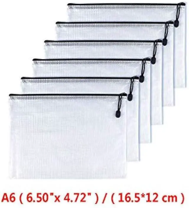 Alt view image 2 of 6 - Oaimyy-A6(6x 4.5), Mesh Zipper Pouch Document Folders Bag Plastic Zip File Folders for School Office Supplies, Travel, Organizing Storage-Black,6 Pcs
