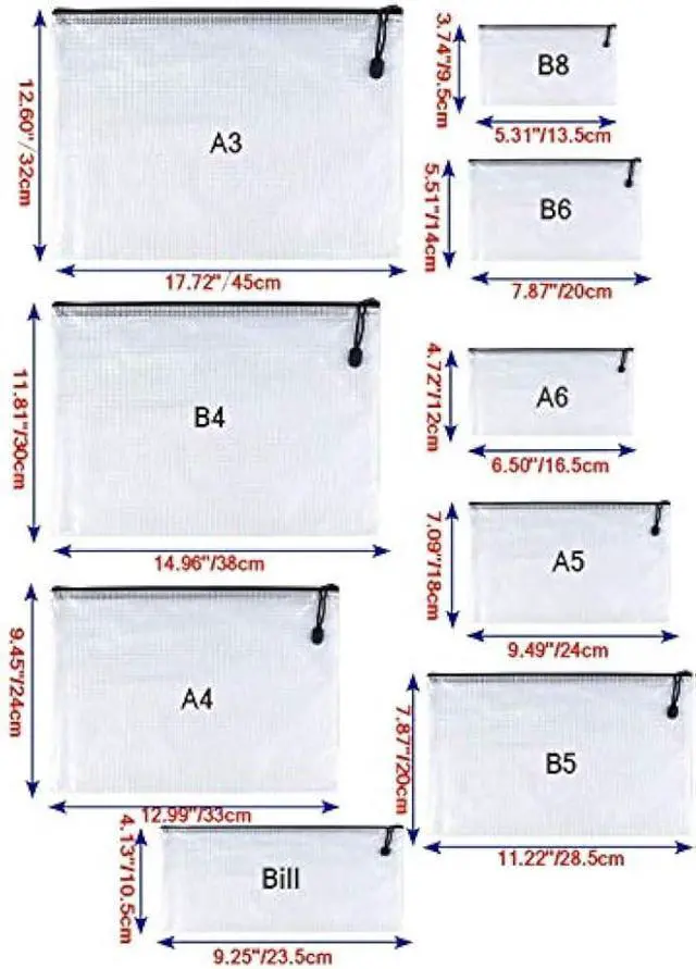 Alt view image 3 of 6 - Oaimyy-A6(6x 4.5), Mesh Zipper Pouch Document Folders Bag Plastic Zip File Folders for School Office Supplies, Travel, Organizing Storage-Black,6 Pcs