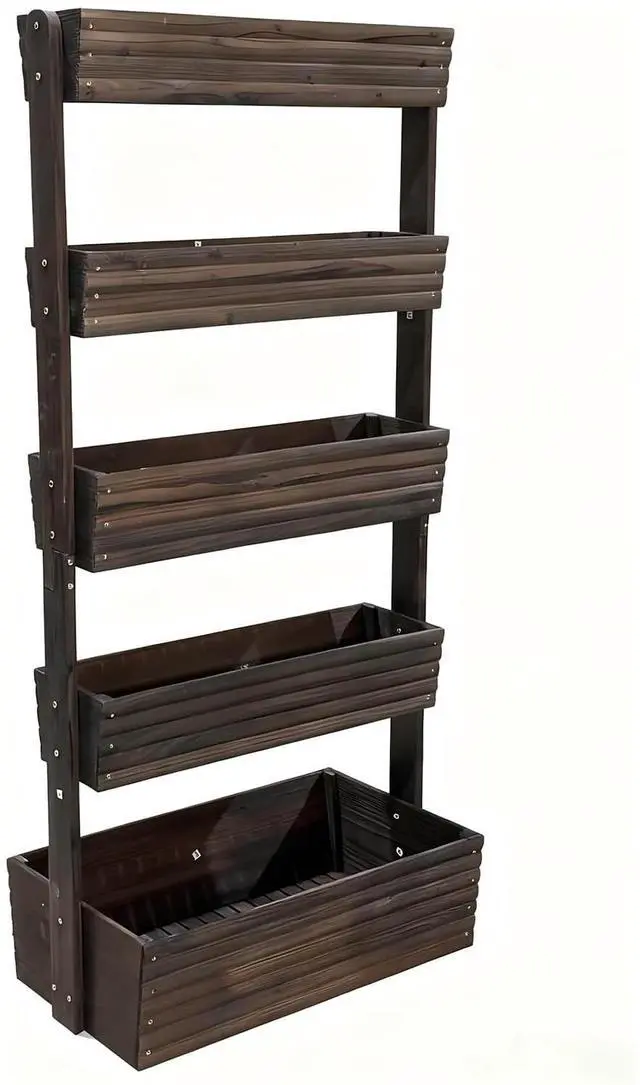 Main image of Wooden Garden Box Set - 3pc Elevated Plant Stand, Tiered Outdoor Planter with Drainage, Natural Fir Wood