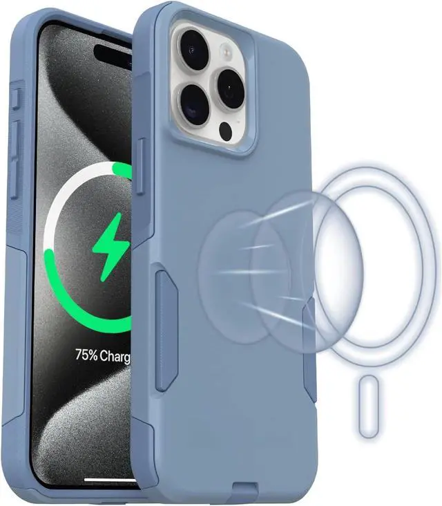Alt view image 3 of 4 - iPhone 15 Pro MAX Commuter Series Case - Blue, Slim & Tough, Pocket-Friendly, with Port Protection