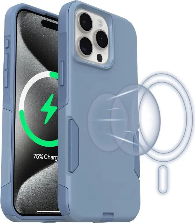 Main image of iPhone 15 Pro MAX Commuter Series Case - Blue, Slim & Tough, Pocket-Friendly, with Port Protection