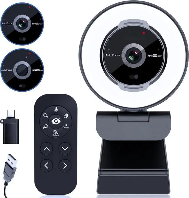 Main image of FOR Webcam with Remote Control, 1080P 60FPS Streaming with Ring Light and Microphone, Pro USB Webcam