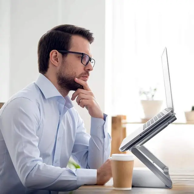 Alt view image 6 of 6 - Laptop Cooling Pad with Low-Noise Fan and 3.0 USB Hubs, Ventilated Laptop Cooler Prevent Overheating, Aluminum