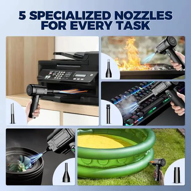 Alt view image 5 of 6 - Compressed Air Duster: 100000RPM Electric Air Duster with LED Light Mini Air Blower Rechargeable