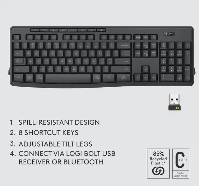 Alt view image 6 of 6 - MK370 Combo for Business, Wireless Full-Size Keyboard and Wireless Mouse, Bluetooth - Graphite