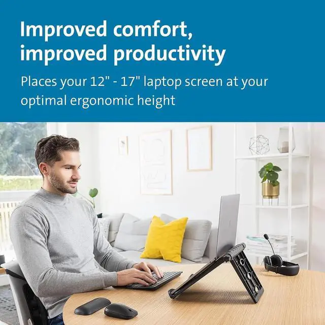 Alt view image 2 of 6 - Portable Laptop Stand, Height Adjustable Foldable Laptop Riser for Laptops Up to 17", Light Weight Collapsible Stand