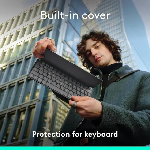 Alt view image 3 of 6 - Portable Wireless with Built-in Cover, Slim and Compact Bluetooth Keyboard, Easily Switch with Devices - Graphite