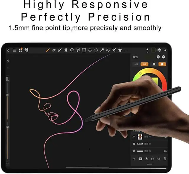 Alt view image 2 of 6 - Stylus Pen for Active Pens 11th&10th Gen 2Pack iPad Pencil with Palm Rejection Pen for iPad 11th A16/10/9/8/7/6th gen