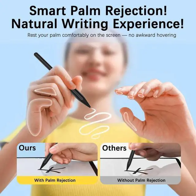 Alt view image 4 of 6 - Stylus Pen for Active Pens 11th&10th Gen 2Pack iPad Pencil with Palm Rejection Pen for iPad 11th A16/10/9/8/7/6th gen