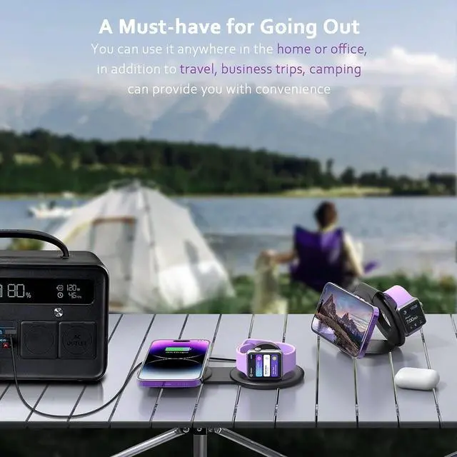 Alt view image 2 of 6 - Magnetic 2 in 1 Wireless Charger,Traveler Wireless Folding Charging Station,Compatible for iPhone 12/13/14/15/16Pro Max