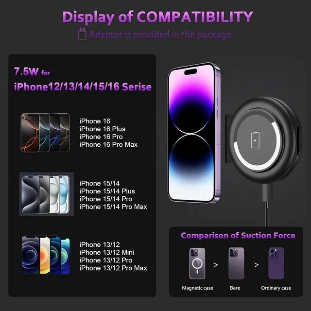 Alt view image 5 of 6 - Magnetic 2 in 1 Wireless Charger,Traveler Wireless Folding Charging Station,Compatible for iPhone 12/13/14/15/16Pro Max