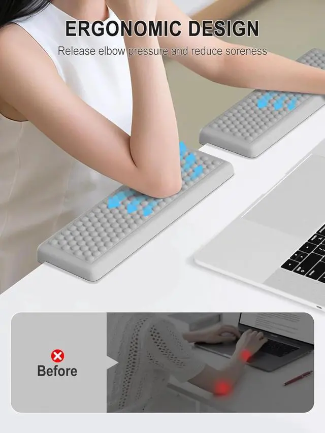 Alt view image 2 of 6 - L-Shaped Desk Elbow Pad, 2-Piece Soft Memory Foam Elbow Support Padding with Non-Slip Rubber Base