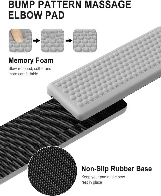 Alt view image 3 of 6 - L-Shaped Desk Elbow Pad, 2-Piece Soft Memory Foam Elbow Support Padding with Non-Slip Rubber Base