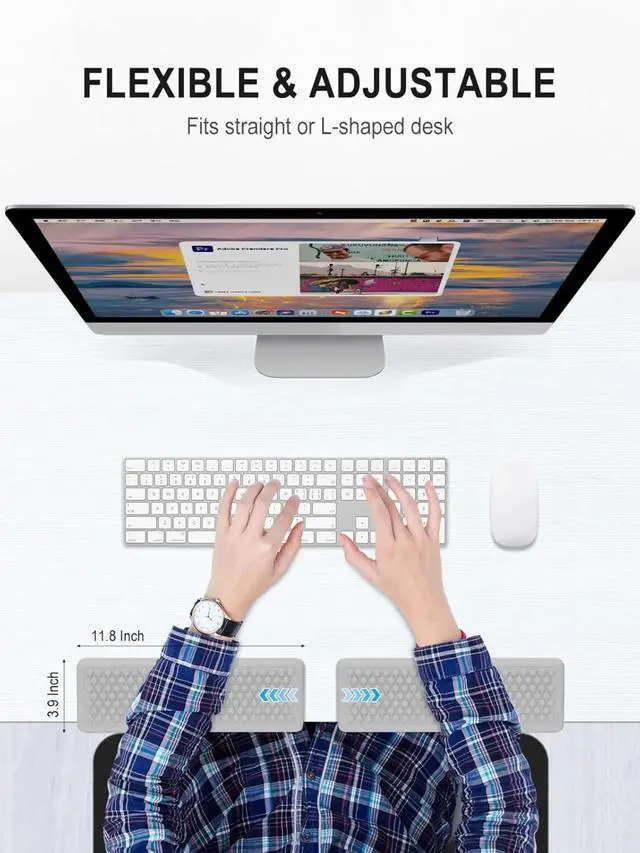 Alt view image 6 of 6 - L-Shaped Desk Elbow Pad, 2-Piece Soft Memory Foam Elbow Support Padding with Non-Slip Rubber Base
