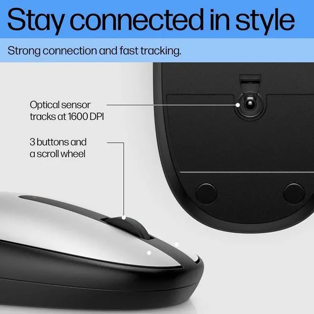 Alt view image 3 of 4 - 240 Bluetooth Mouse-Silver, Bluetooth 5.1 Wireless, Swift Pair, 1600 DPI accurate tracking, 3 Buttons, Slim Portable