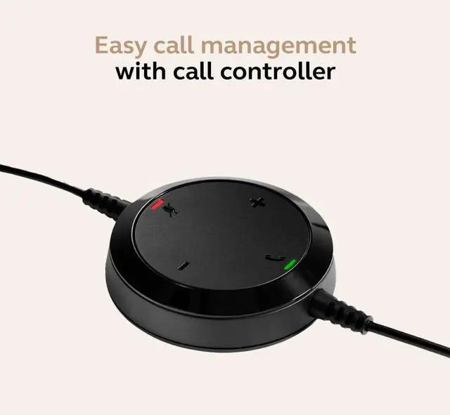 Alt view image 3 of 5 - Wired Single-Ear Headset with Microphone for Work, USB-A and USB-C Wired Headphones, Microsoft Teams Certified