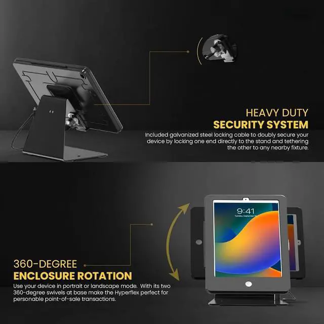 Alt view image 4 of 6 - Desktop Anti-Theft Stand  CTA Kiosk Stand with Stylus, Tether, and Aluminum Enclosure (PAD-DASB) - Black