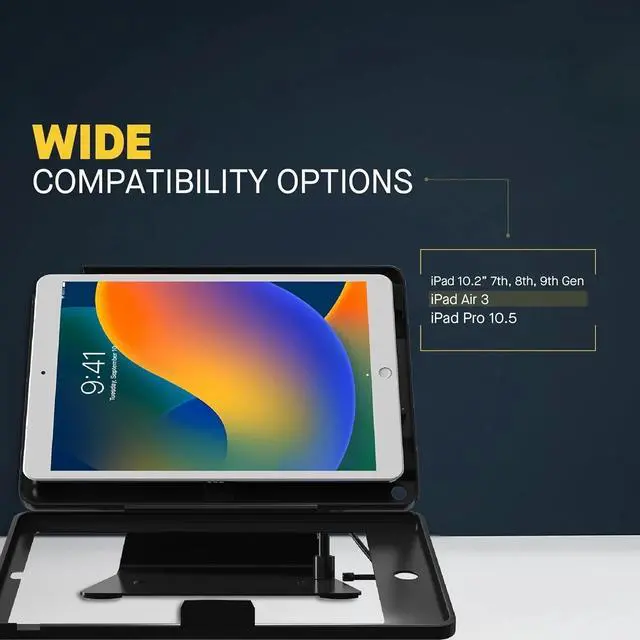 Alt view image 6 of 6 - Desktop Anti-Theft Stand  CTA Kiosk Stand with Stylus, Tether, and Aluminum Enclosure (PAD-DASB) - Black