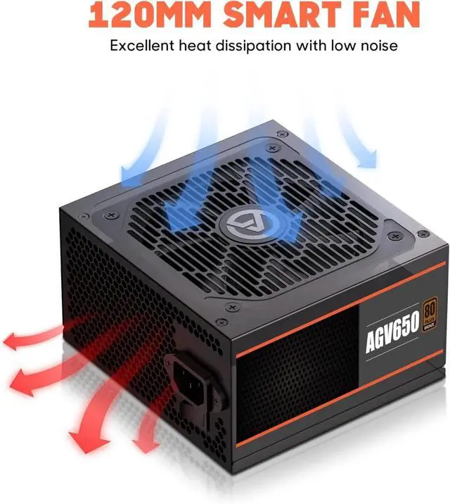 Alt view image 3 of 6 - Series 650W Power Supply, 80 Plus Bronze Certified, Non Modular Power Supply