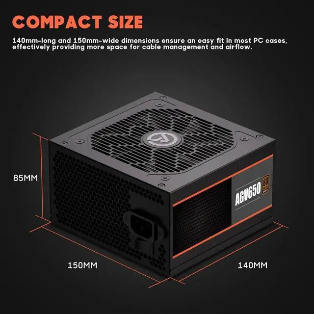 Alt view image 4 of 6 - Series 650W Power Supply, 80 Plus Bronze Certified, Non Modular Power Supply