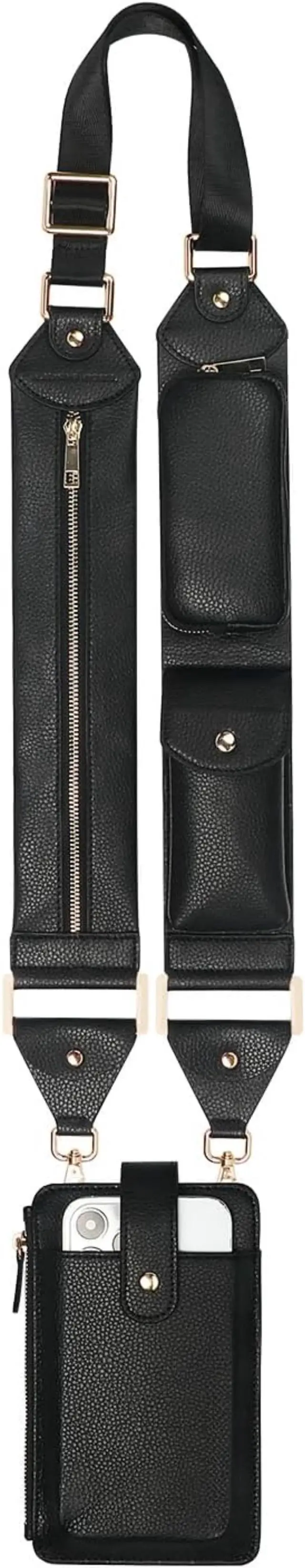 Alt view image 6 of 6 - Multi-Purpose Functionality Strap and Universal Phone Holder Set. Suitable for Every Type of Phone, Purse (Black)