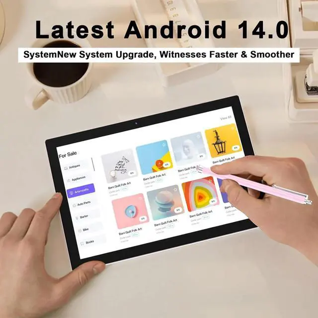Alt view image 2 of 6 - Android 14 Tablet, 10 Inch 8GB RAM+64GB ROM+1TB Expand, 1.8Ghz Quad-core Processor, 2 in 1 Tablets