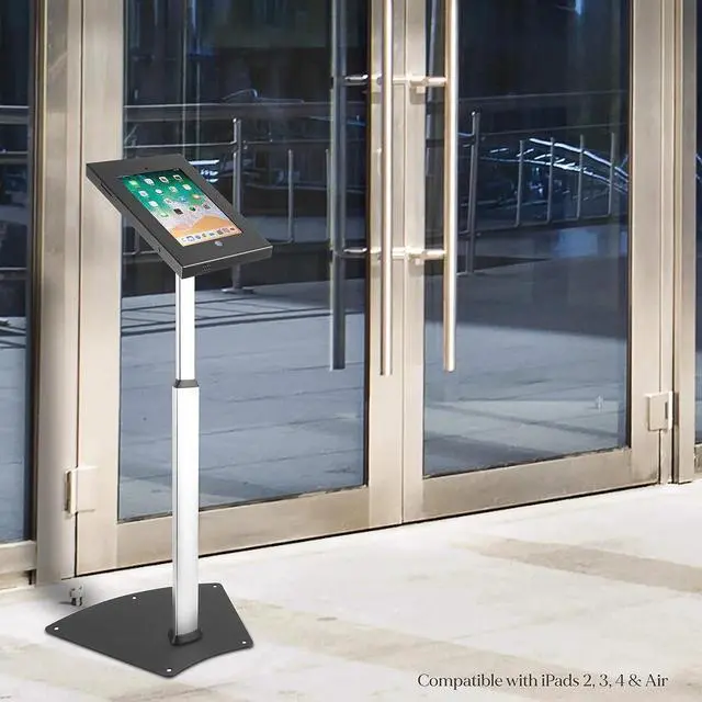 Alt view image 6 of 6 - Tablet Stand, Tamper Proof Screen Holder, 27.56'' - 43.31'' Adjustable AntiTheft Floor Stand, Works With 9.7''