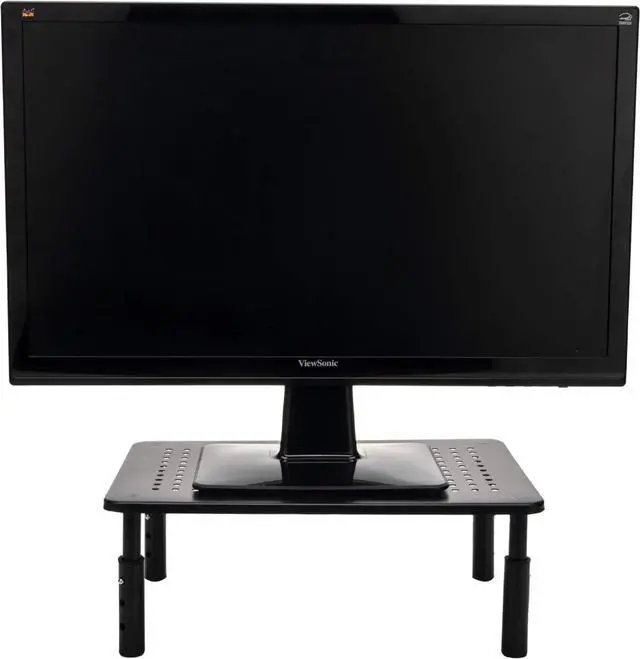 Alt view image 5 of 6 - Monitor Stand, Height Adjustable, Ventilated Laptop Riser, Metal, 14.5" L x 9.25" W x 4-5.5" H, Set of 2, Black