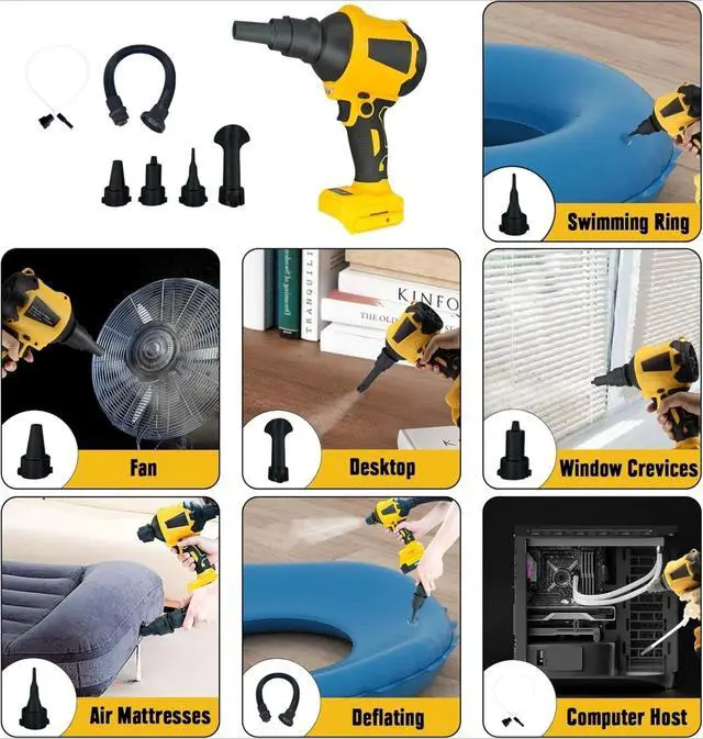 Alt view image 3 of 5 - Air Duster & Blower Compatible with DeWalt 20V MAX Battery (Tool Only), 3-Speed Adjustable, 50,000 RPM, LED Light, for Cleaning, Camping