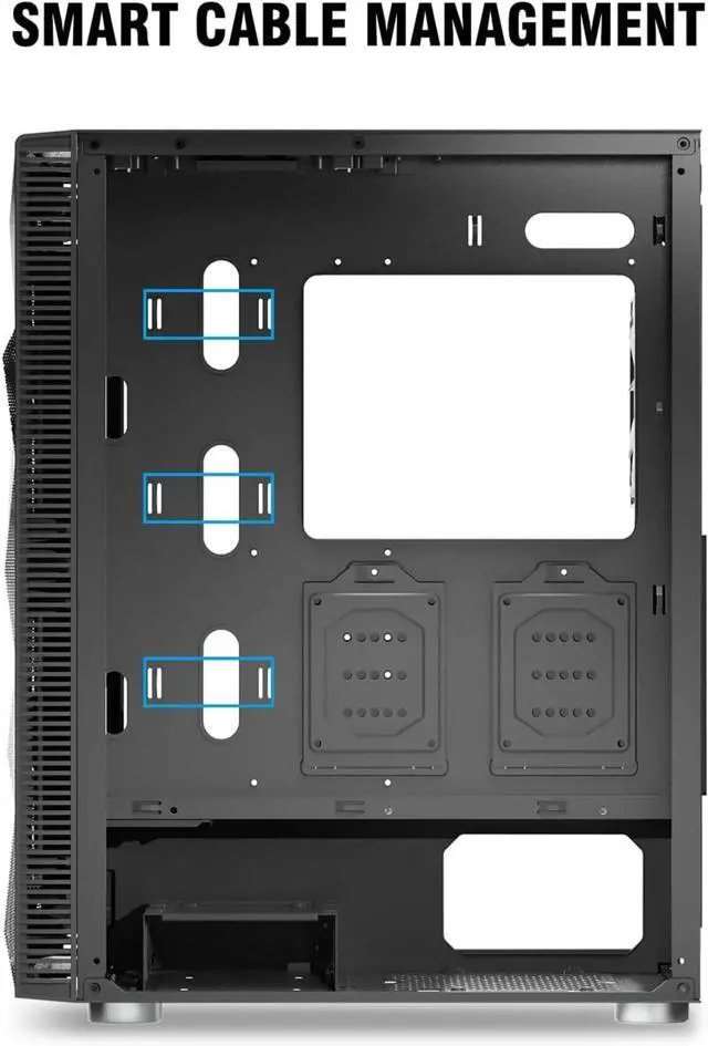 Alt view image 7 of 7 - 6 Fans - 3x 140mm & 3x 120mm Fixed RGB Lighting Fans, ATX Mid-Tower PC Gaming Case, USB3.0, Door Open Tempered Glass Side Panel,Black
